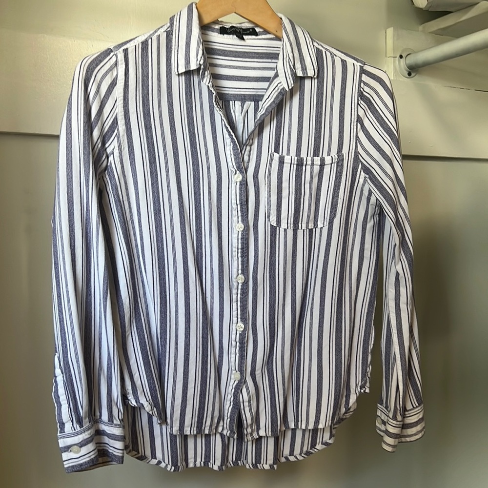 Striped button down summer top, size M  (BOGO free)